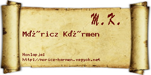 Móricz Kármen névjegykártya